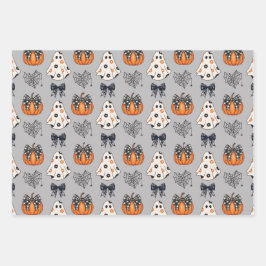 Niedlicher Cartoon Halloween-Muster Geschenkpapier Set