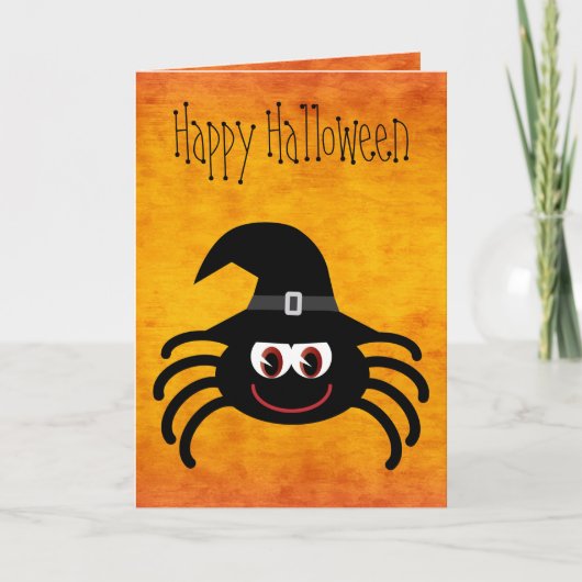 Niedlicher Cartoon Halloween Spider Orange Karte (Vorderseite)