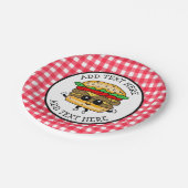 Niedlicher Cartoon Hamburger Barbecue oder Geburts Pappteller (Schrägansicht)