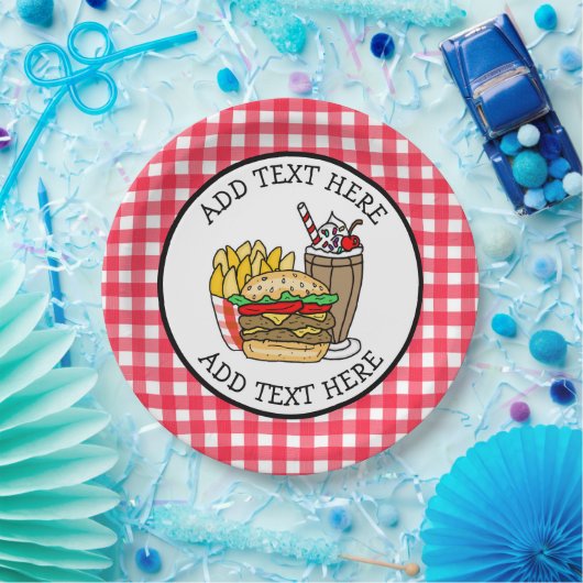 Niedlicher Cartoon Hamburger Barbecue oder Geburts Pappteller (Party)
