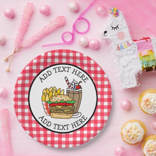 Niedlicher Cartoon Hamburger Barbecue oder Geburts Pappteller (Party)