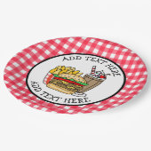 Niedlicher Cartoon Hamburger Barbecue oder Geburts Pappteller (Schrägansicht)