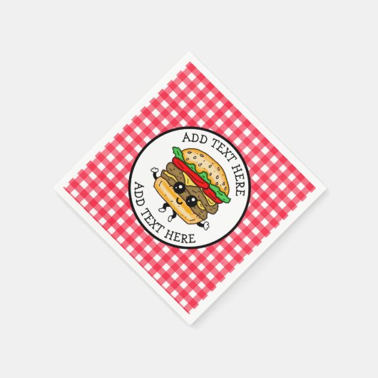 Niedlicher Cartoon Hamburger Barbecue oder Geburts Serviette (Ecke)