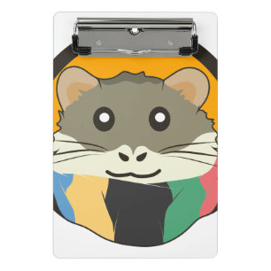 Niedlicher Cartoon Hamster mit einem farbigen Scha Mini Klemmbrett