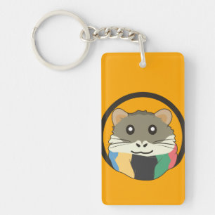 Niedlicher Cartoon Hamster mit einem farbigen Scha Schlüsselanhänger