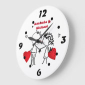Niedlicher Cartoon handgezeichnete Junge Liebe Val Große Wanduhr (Winkel)