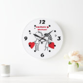 Niedlicher Cartoon handgezeichnete Junge Liebe Val Große Wanduhr (Zuhause)