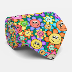 Niedlicher Cartoon Happy Blume Blumenmuster Krawatte