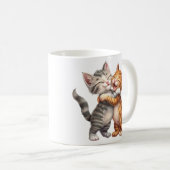 Niedlicher Cartoon Happy Cats Hug Kaffeetasse (VorderseiteRechts)