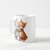 Niedlicher Cartoon Happy Cats Hug Kaffeetasse (Vorderseite Links)