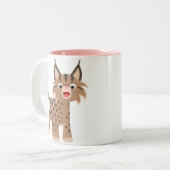 Niedlicher Cartoon Happy Lynx Tasse (Vorderseite Links)