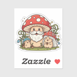 Niedlicher Cartoon Happy Mushroom Family Printing Aufkleber