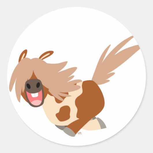 Niedlicher Cartoon Happy Pinto Pony Aufkleber (Vorderseite)