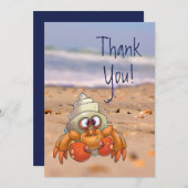 Niedlicher Cartoon Hermit Crab Danke Karte (Vorne/Hinten)