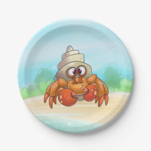Niedlicher Cartoon Hermit Crab Plate Pappteller (Vorderseite)