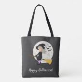 Niedlicher Cartoon Hexenhorn und glücklicher Hallo Tasche (Rückseite)