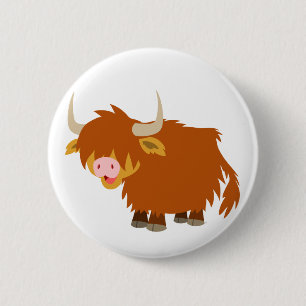 Niedlicher Cartoon Highland Cow Button Abzeichen