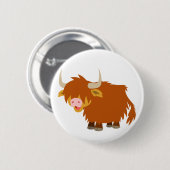 Niedlicher Cartoon Highland Cow Button Abzeichen (Vorne & Hinten)