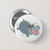 Niedlicher Cartoon Hippo Button Abzeichen (Vorne & Hinten)