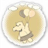Niedlicher Cartoon Hippo Flug mit Balloons Aufkleber (Vorderseite)