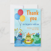 Niedlicher Cartoon Hippo Geburtstag Danke, Karte (Vorderseite)