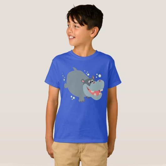Niedlicher Cartoon Hippo Kinder T - Shirt (Vorne ganz)