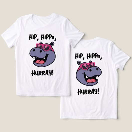 Niedlicher Cartoon Hippo mit Sonnenbrille Tri-Blend Shirt (Design Vorderseite & Rückseite)