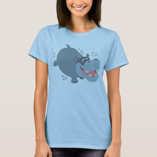 Niedlicher Cartoon Hippo T - Shirt (Vorderseite)
