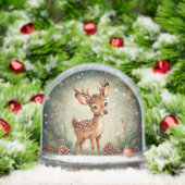 Niedlicher Cartoon Hirsch im festlichen Kraut Schneekugeln (Weihnachten)