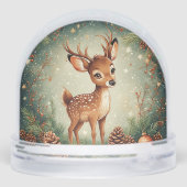 Niedlicher Cartoon Hirsch im festlichen Kraut Schneekugeln (Rückseite)