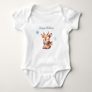 Niedlicher Cartoon Hirsch im Schnee Baby Strampler
