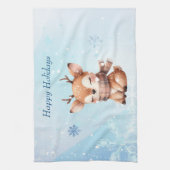 Niedlicher Cartoon Hirsch im Schnee Geschirrtuch (Vertikal)