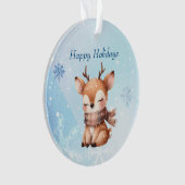 Niedlicher Cartoon Hirsch im Schnee Ornament (Vorderseite)