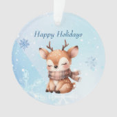 Niedlicher Cartoon Hirsch im Schnee Ornament (Vorderseite)