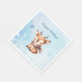 Niedlicher Cartoon Hirsch im Schnee Serviette (Ecke)