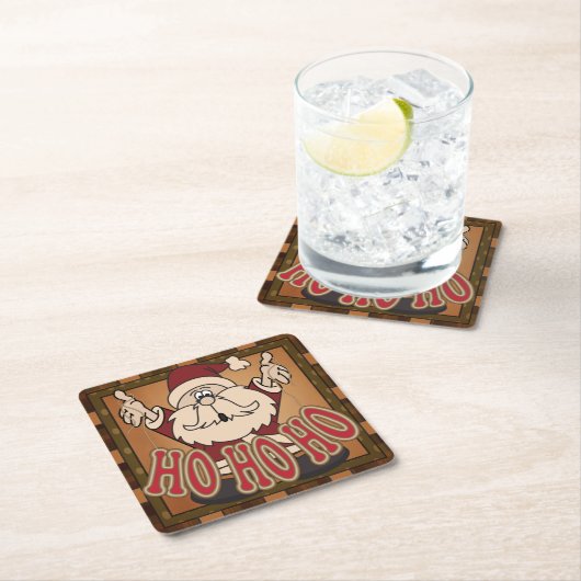 Niedlicher Cartoon Ho Ho Ho Santa | Christmas Rechteckiger Pappuntersetzer (Vor Ort)