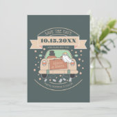 Niedlicher Cartoon Hochzeit speichern Sie das Datu Einladung (Stehend Vorderseite)