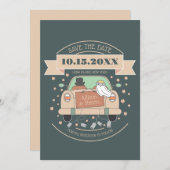 Niedlicher Cartoon Hochzeit speichern Sie das Datu Einladung (Vorne/Hinten)