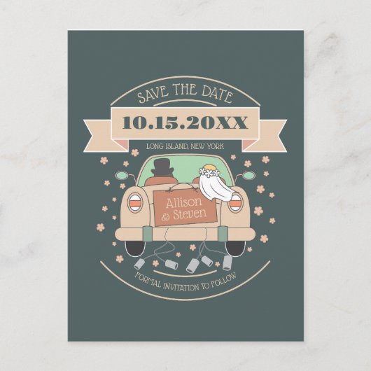 Niedlicher Cartoon Hochzeit speichern Sie das Datu Postkarte (Vorderseite)