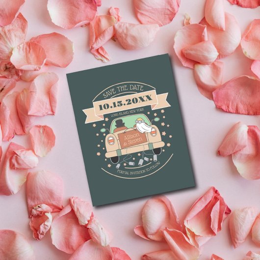 Niedlicher Cartoon Hochzeit speichern Sie das Datu Postkarte