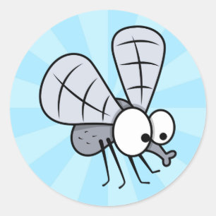 Niedlicher Cartoon House Fly Runder Aufkleber