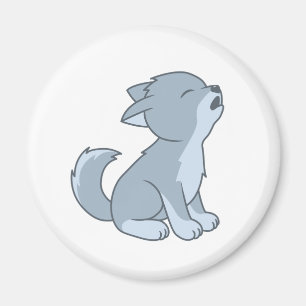 Niedlicher Cartoon Howling Wolf Pup Magnet