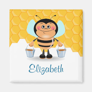 Niedlicher Cartoon Hummeln trägt Eimer Magnet