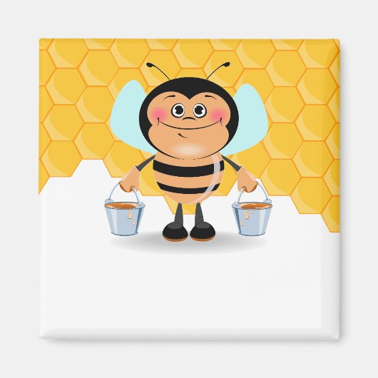 Niedlicher Cartoon Hummeln trägt Eimer Magnet (Vorne)