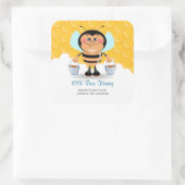 Niedlicher Cartoon Hummeln trägt Eimer Quadratischer Aufkleber (Tasche)