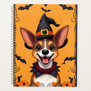 Niedlicher Cartoon-Hund als Hexe verkleidet Planer