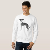 Niedlicher Cartoon-Hund aus Schwarz-Weiß Sweatshirt (Vorne ganz)