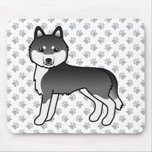 Niedlicher Cartoon-Hund aus schwarz-weißem sibiris Mousepad