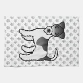 Niedlicher Cartoon-Hund aus schwarzem und weißem D Geschirrtuch (Horizontal)