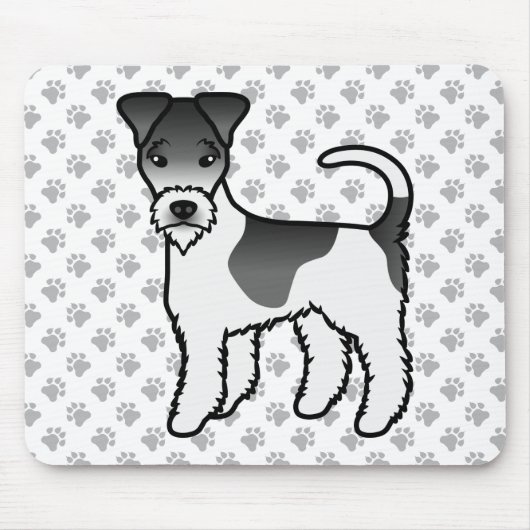 Niedlicher Cartoon-Hund aus schwarzem und weißem D Mousepad (Vorne)